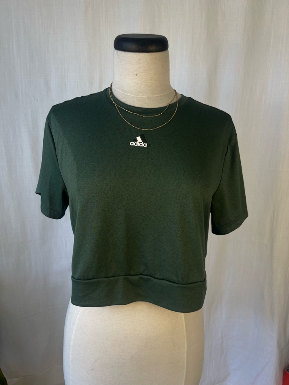 adidas Forest Green Cropped Athletic Tee